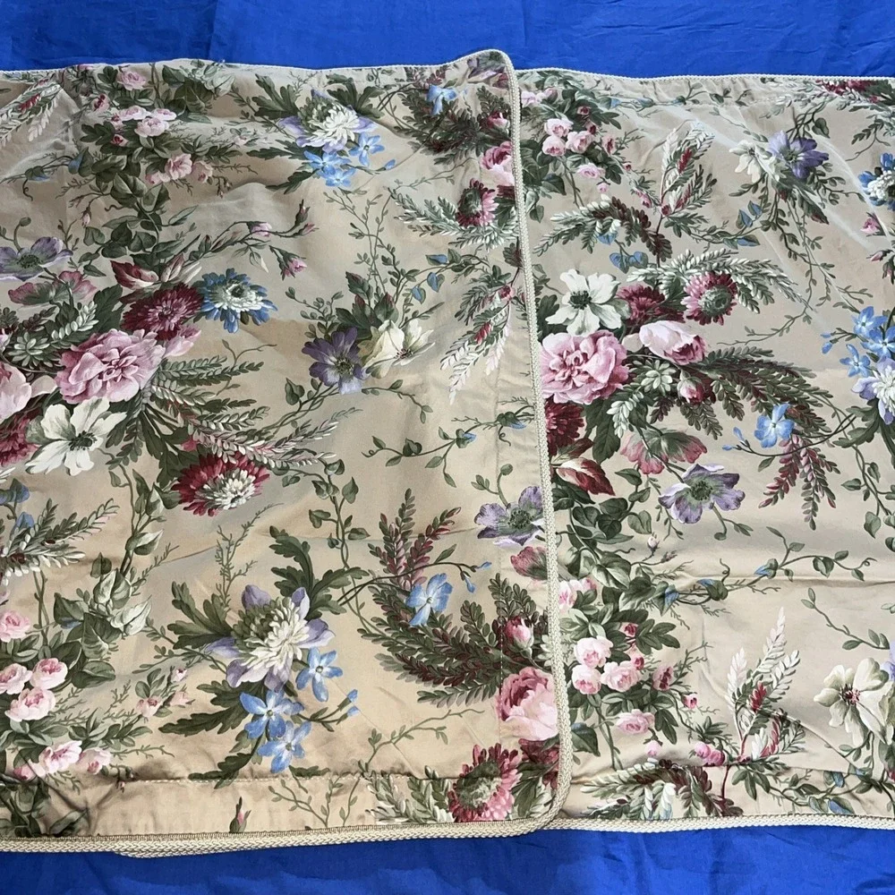 Vintage Ralph Lauren ADRIANA Floral Pillow Shams Cotton European Size Set Of 2